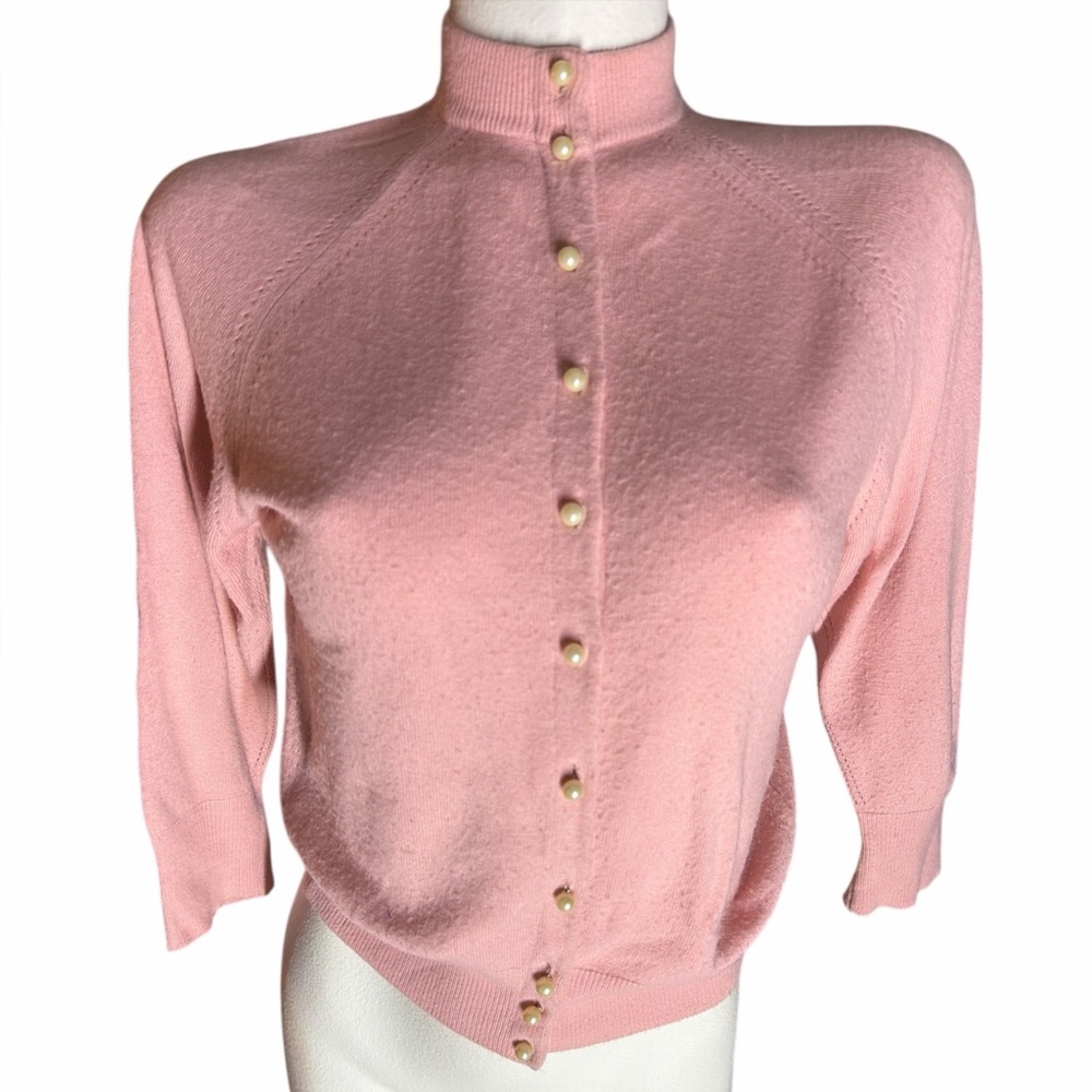 Vintage Bermuda 1950s Pink Button-Up Cardigan
